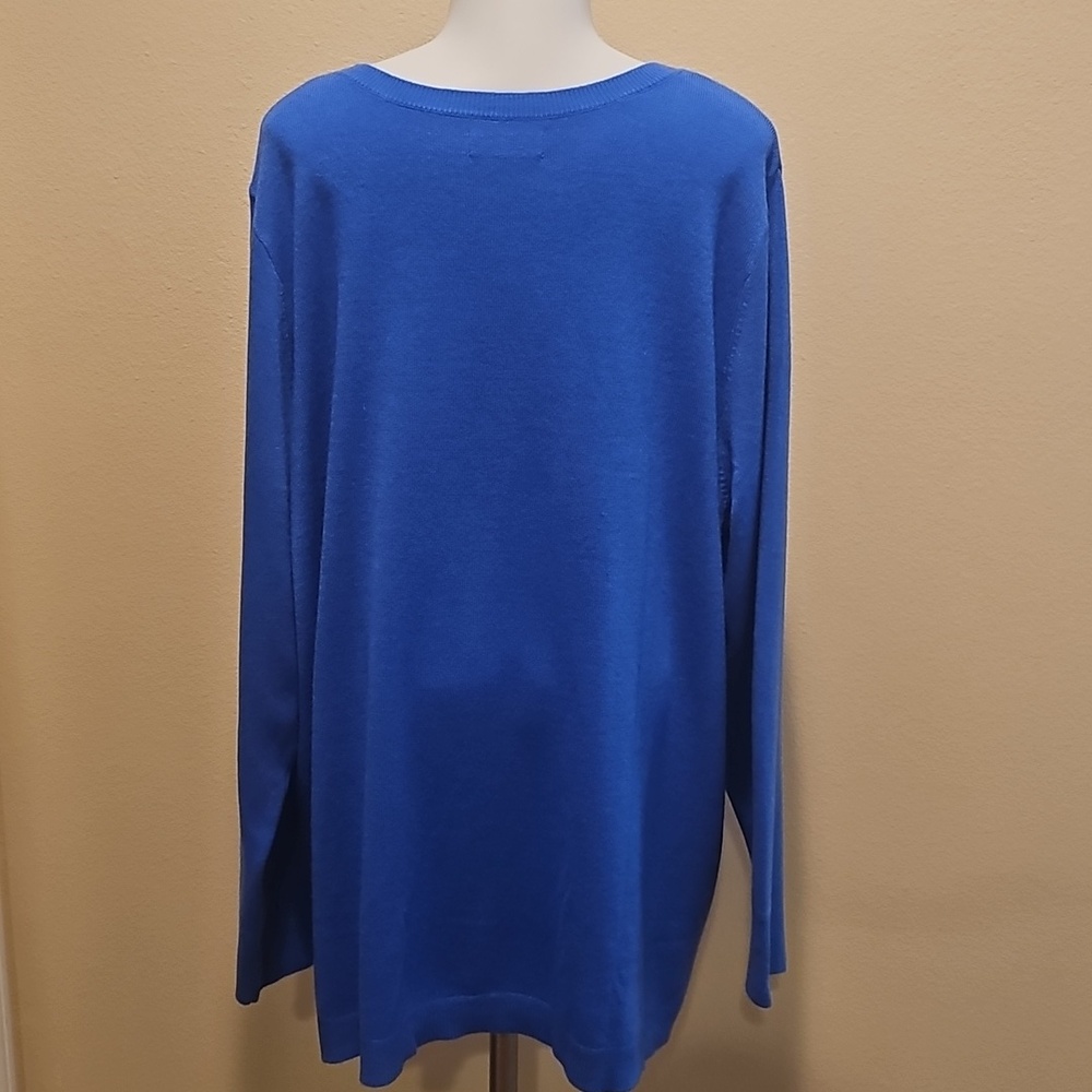 🍉Bright Blue V-Neck Sweater - Picture 3 of 4